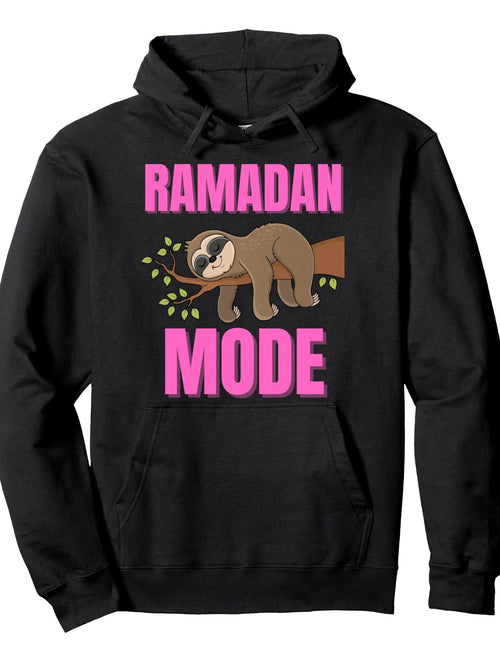 Ramadan Mode Ramadan Kareem Girl Fasting Iftar Women Kids Pullover Hoodie Ramadan Black 250gsm Cotton Long Sleeve Men Casual Hoodie